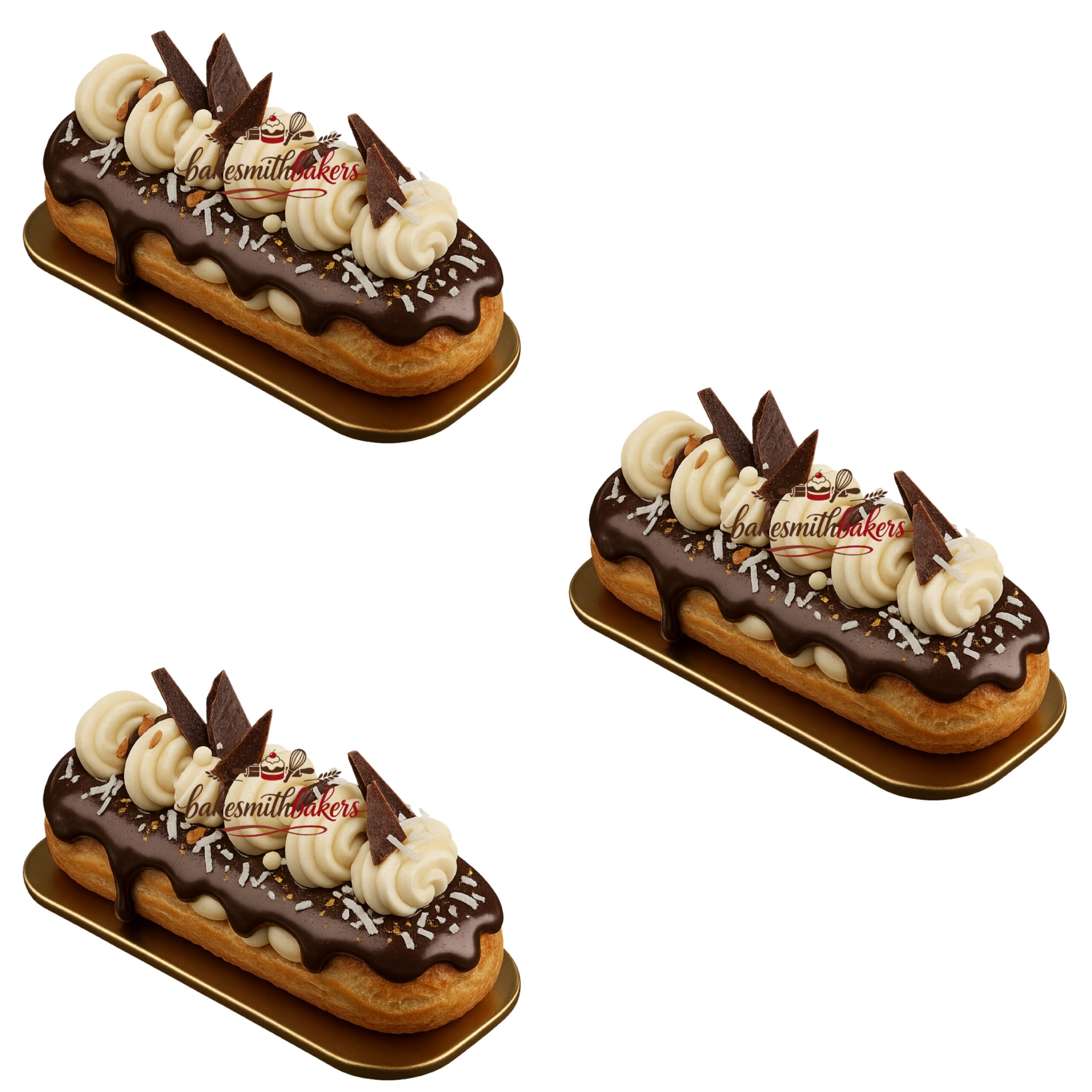 Classic Chocolate Éclair Pastry 3 pieces filled with vanilla cream and topped with chocolate glaze available in Lahore