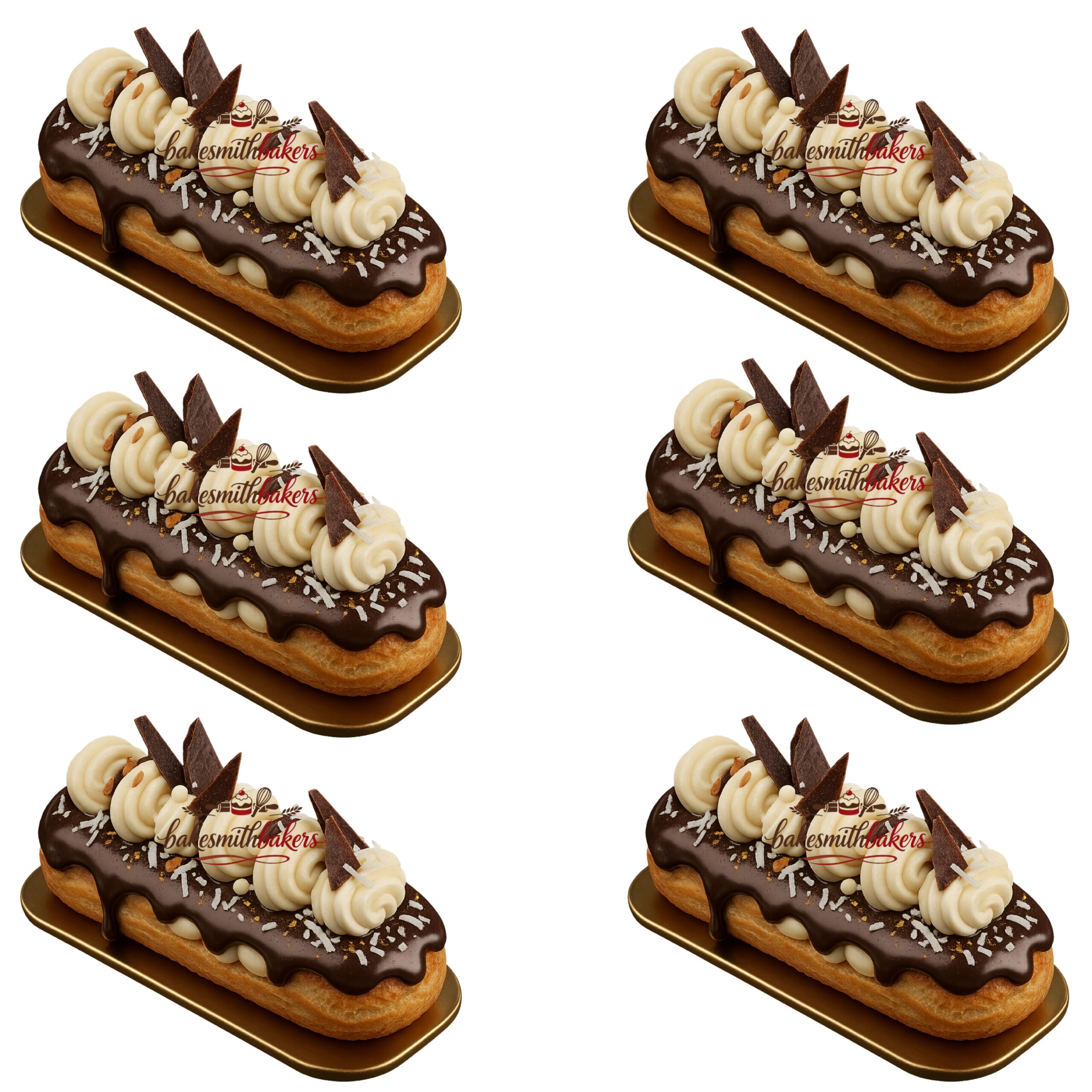 Classic Chocolate Éclair Pastry 6 pieces filled with vanilla cream and topped with rich chocolate glaze available in Lahore